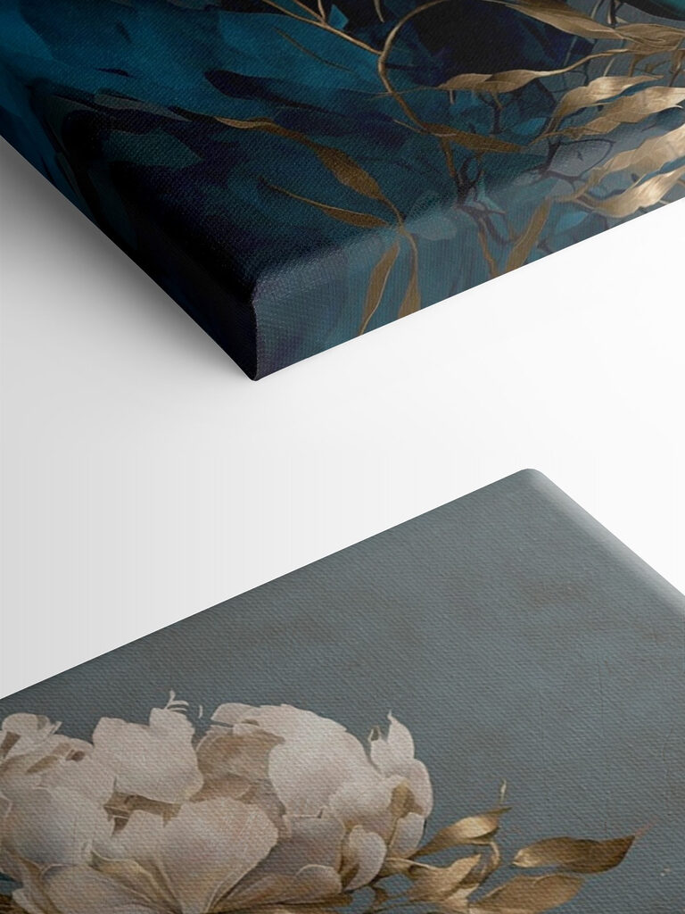 A painting of flowers and leaves A painting of flowers and leaves