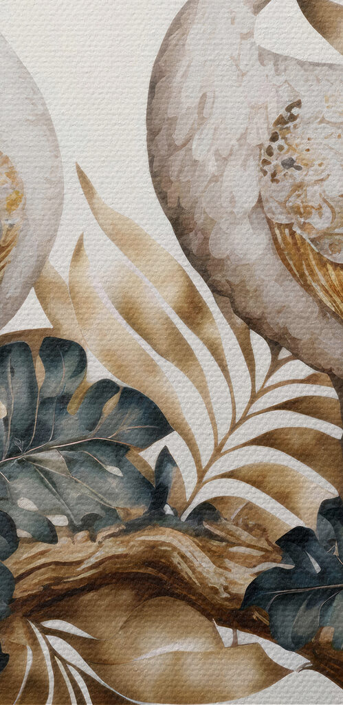 Elegant peacocks amidst serene floral beauty Elegant peacocks amidst serene floral beauty