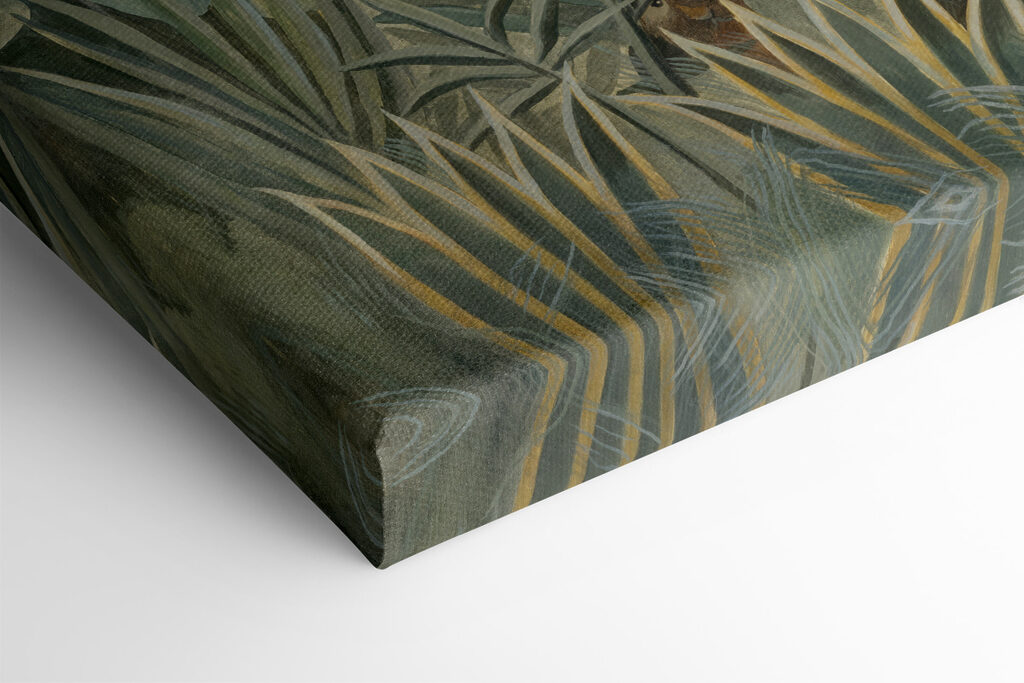 A painting of a jungle with plants and flowers A painting of a jungle with plants and flowers