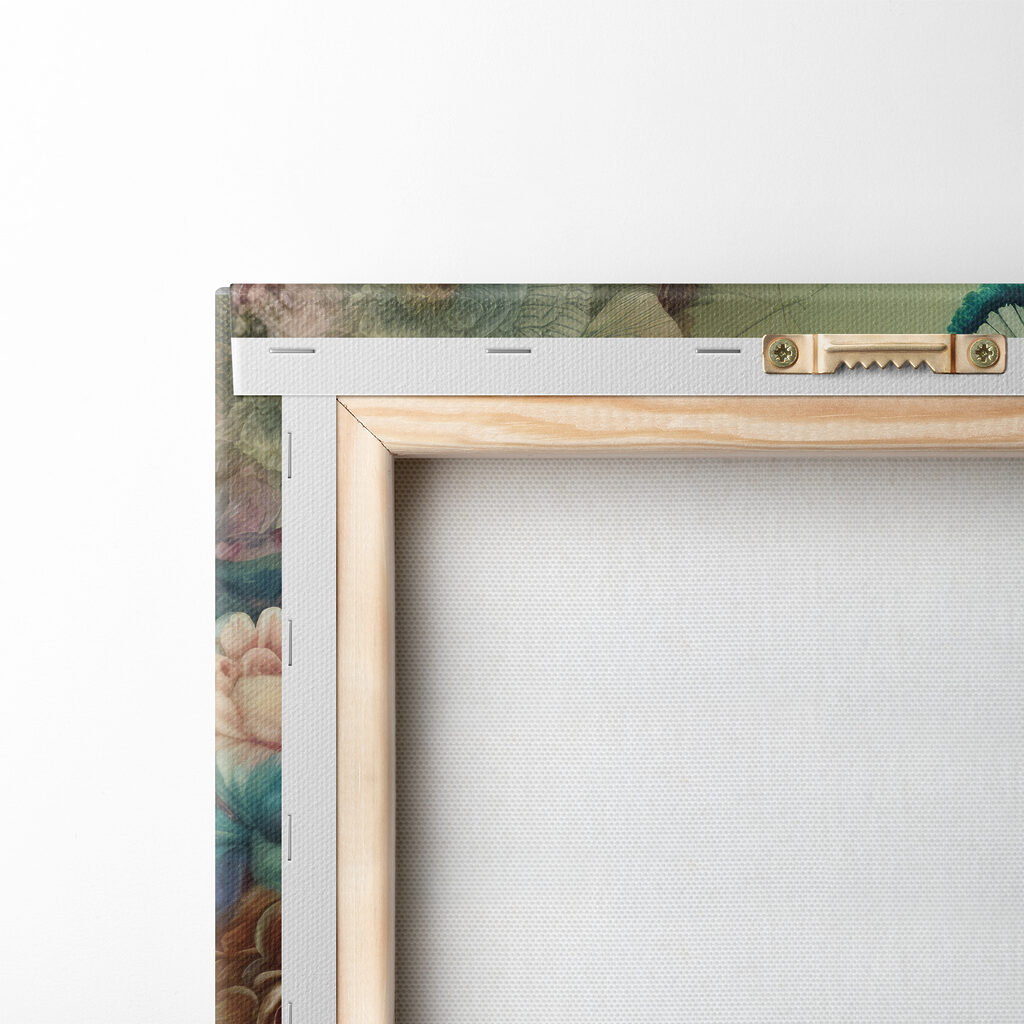 A peacock with flowers and leaves A peacock with flowers and leaves