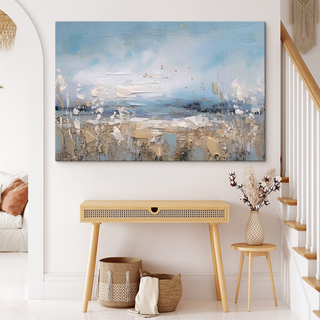 A painting of a beach A painting of a beach