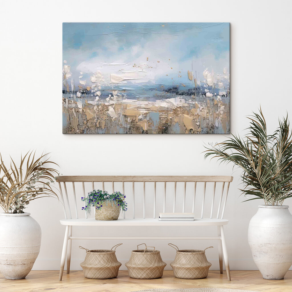 A painting of a beach A painting of a beach