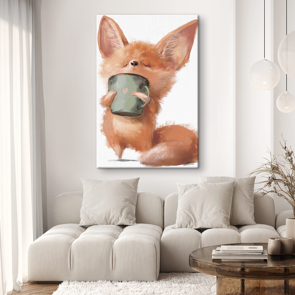 A fox holding a mug A fox holding a mug