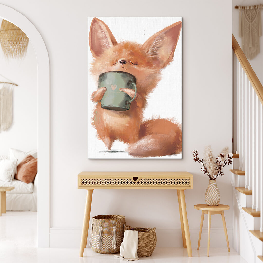 A fox holding a mug A fox holding a mug