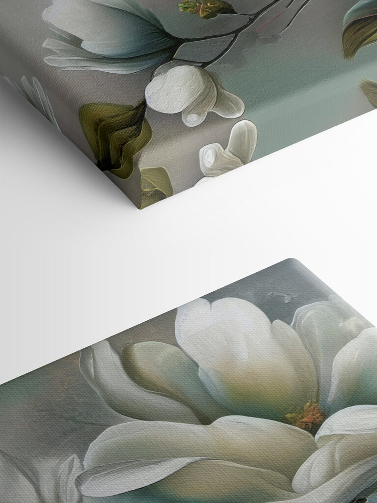 A painting of white flowers A painting of white flowers