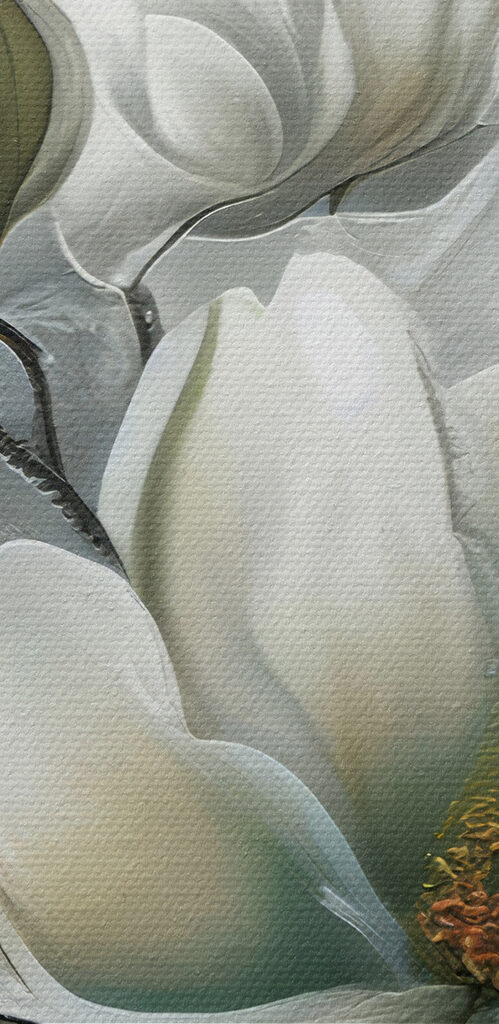 A painting of white flowers A painting of white flowers