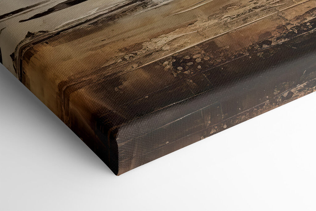 A painting of a beach with the sun in the background