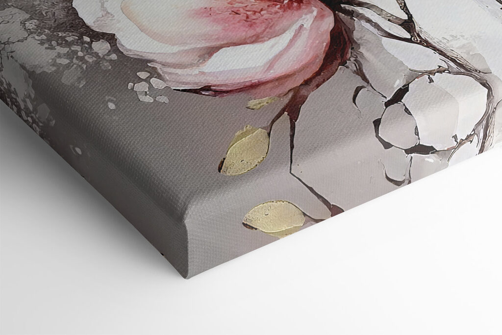 A painting of flowers on a white surface A painting of flowers on a white surface