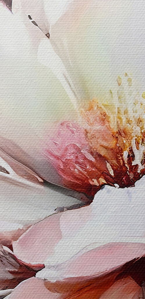 A painting of flowers on a white surface A painting of flowers on a white surface