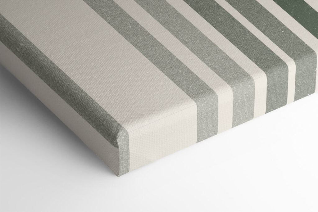 A green and white rainbow with a leaf and a plant