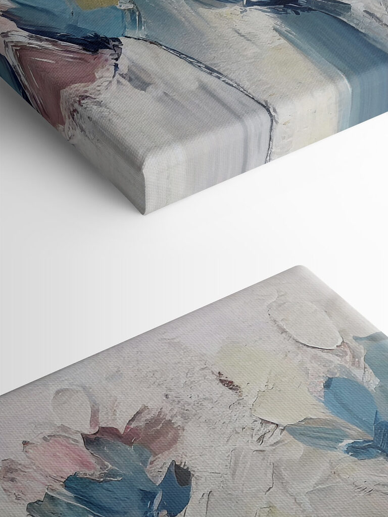 A painting of flowers on a white surface