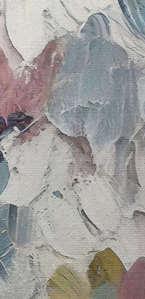 A painting of flowers on a white surface