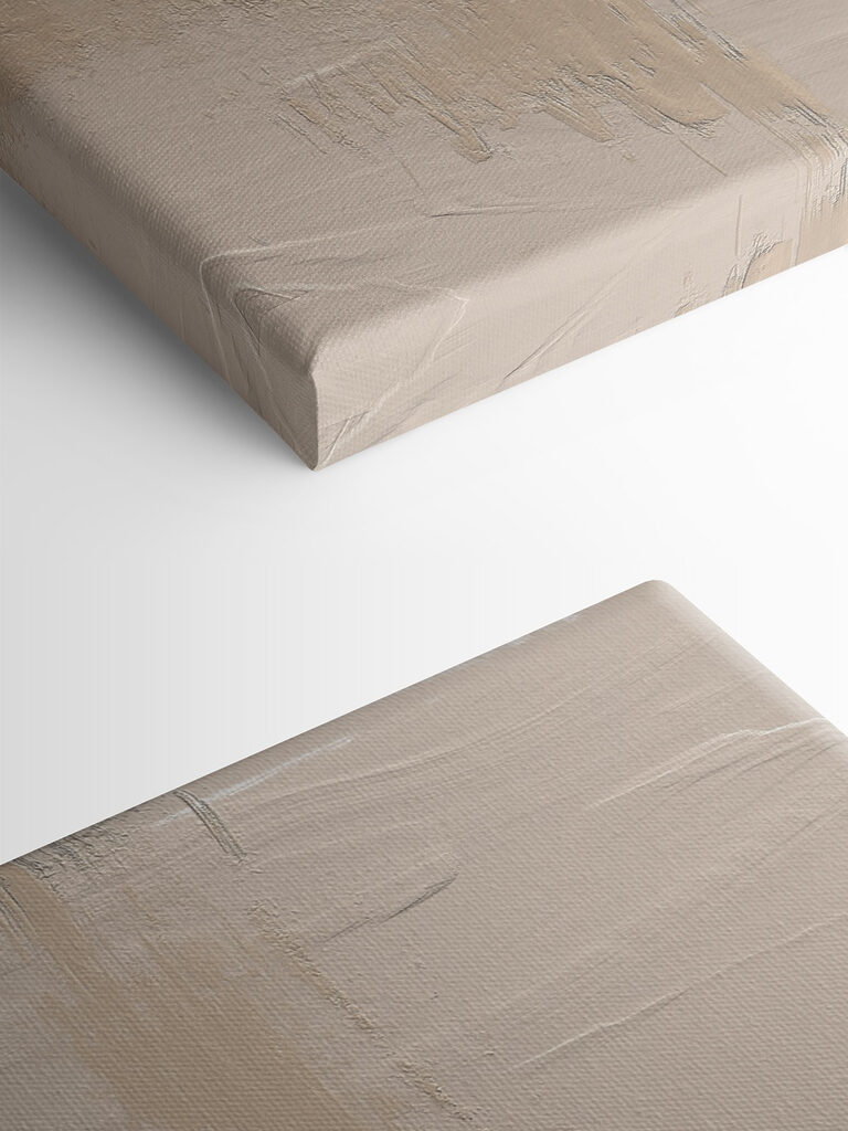 A white and brown paint on a wall A white and brown paint on a wall