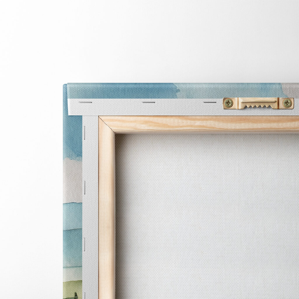 Watercolor of a house on a hill with trees and hills Watercolor of a house on a hill with trees and hills