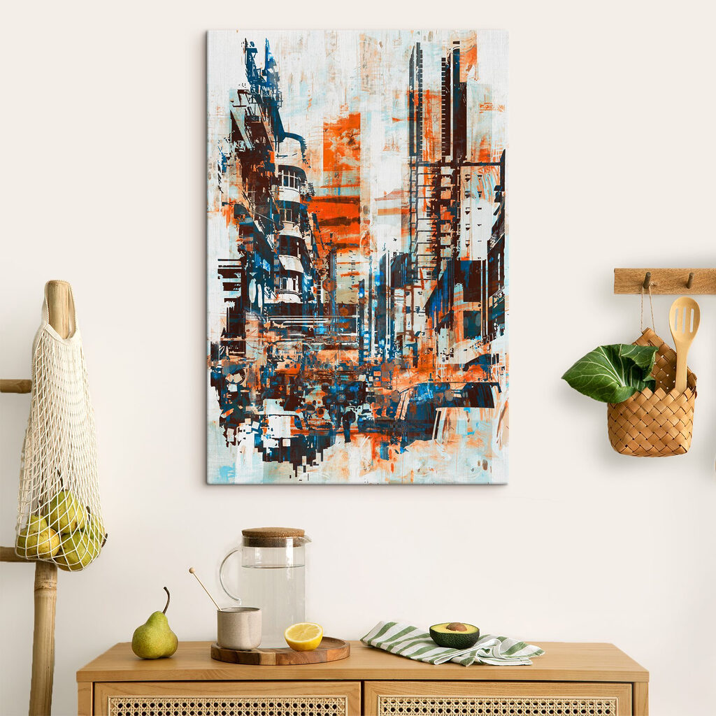 A painting of a city A painting of a city