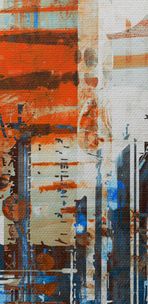 A painting of a city A painting of a city