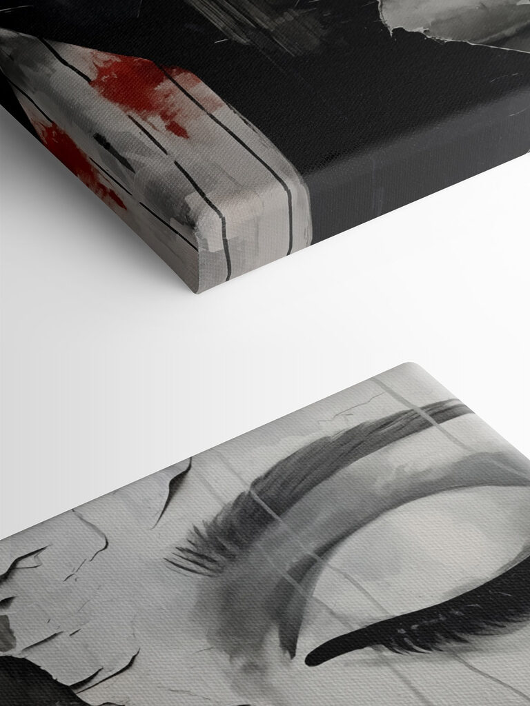 A painting of a woman's face A painting of a woman's face