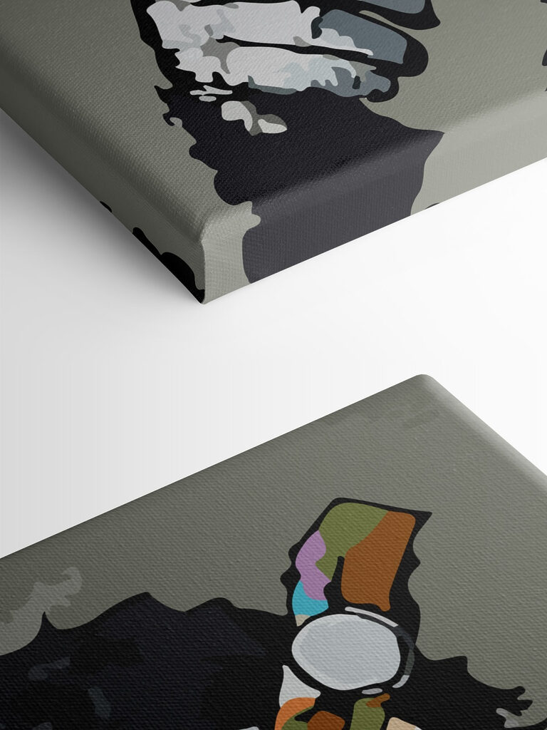 A cartoon of a monkey holding a headphone A cartoon of a monkey holding a headphone