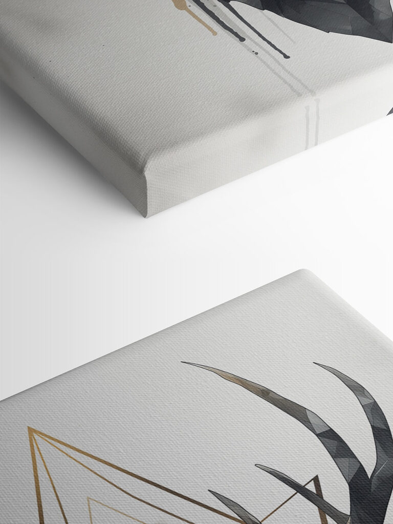 A painting of a deer with antlers