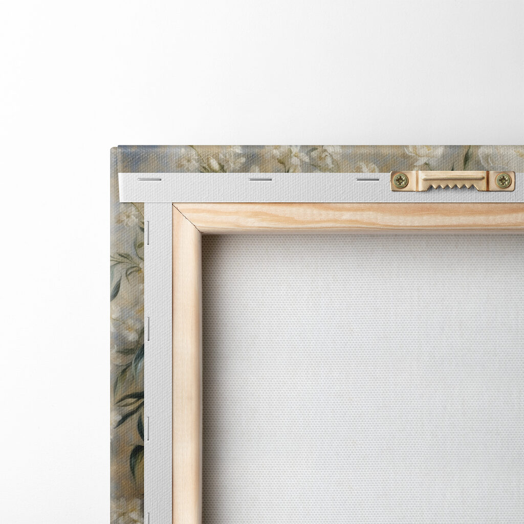 A painting of white flowers in vases A painting of white flowers in vases