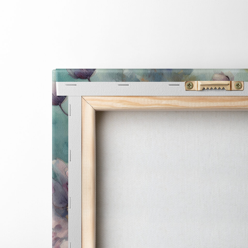 A painting of flowers on a blue background