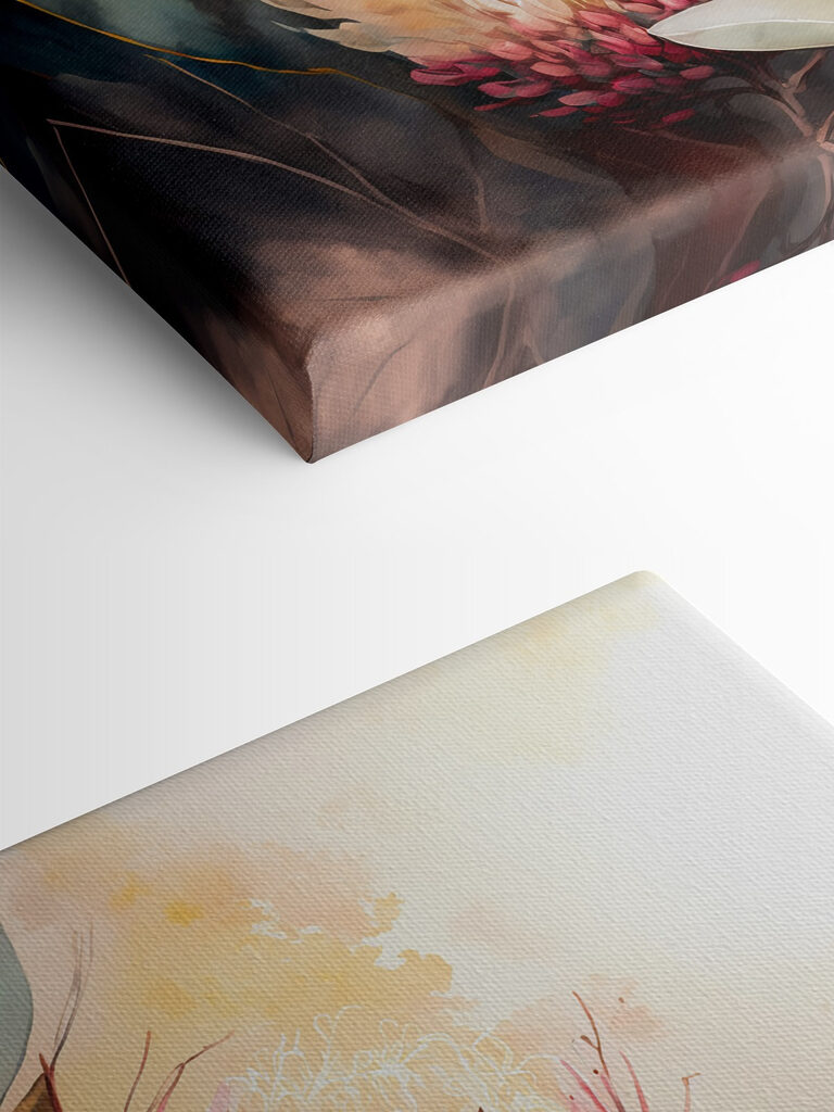 A painting of flowers and leaves A painting of flowers and leaves