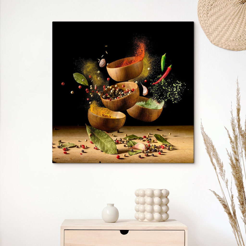 A group of bowls with spices and herbs A group of bowls with spices and herbs