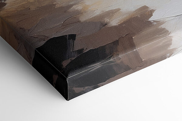 A painting of a beach with palm trees and a sunset