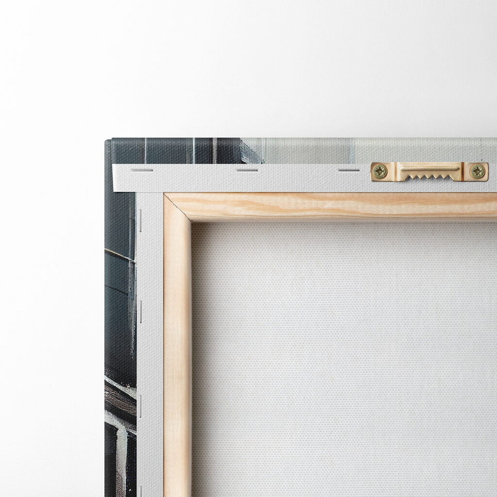 A painting of a street with buildings