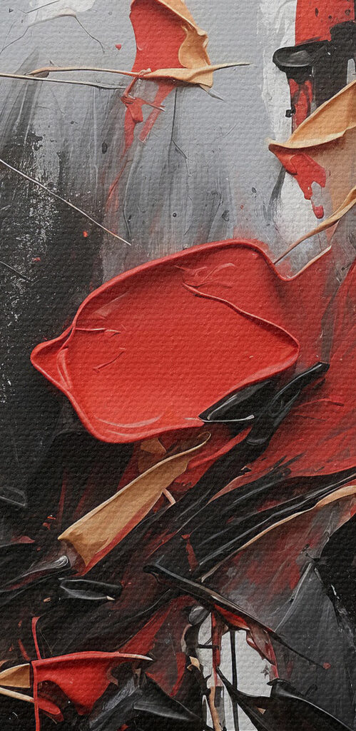 A painting of a person with different colors A painting of a person with different colors