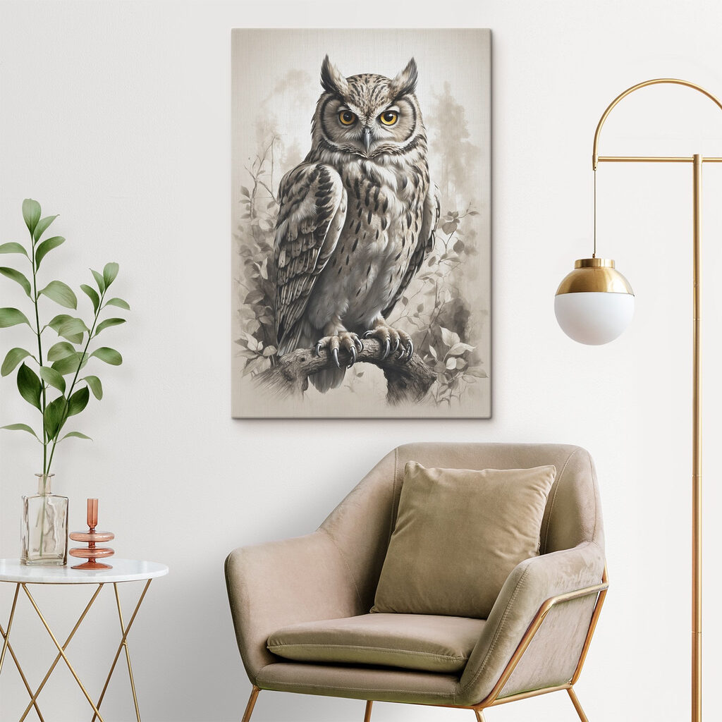 A painting of an owl