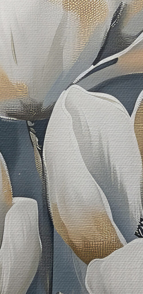 A painting of white flowers