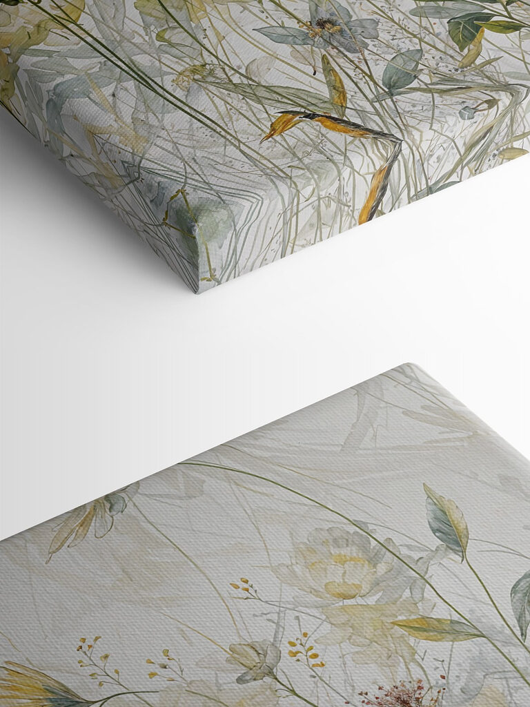 A painting of flowers and leaves A painting of flowers and leaves