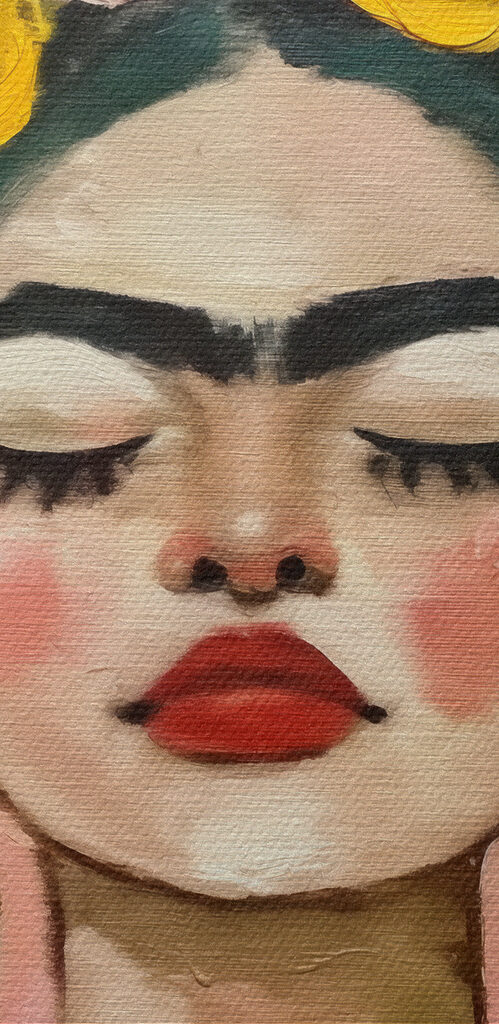 A painting of a woman with flowers in her hair