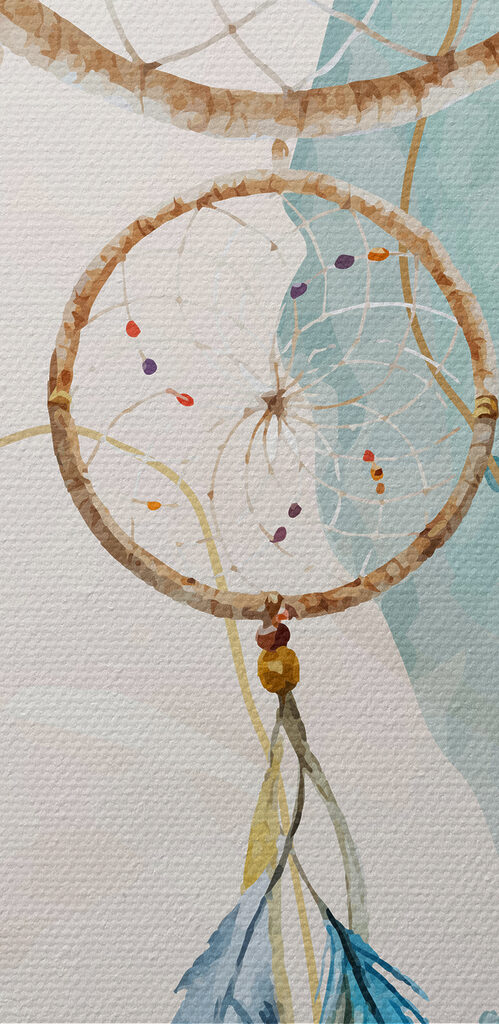 A dream catcher with feathers