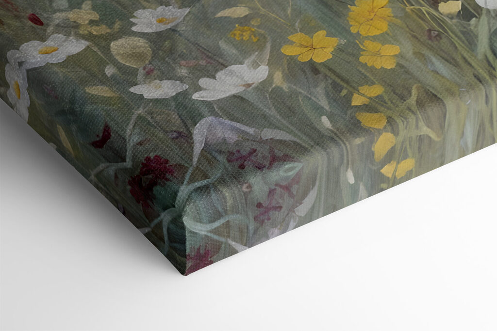 A painting of flowers in a field A painting of flowers in a field