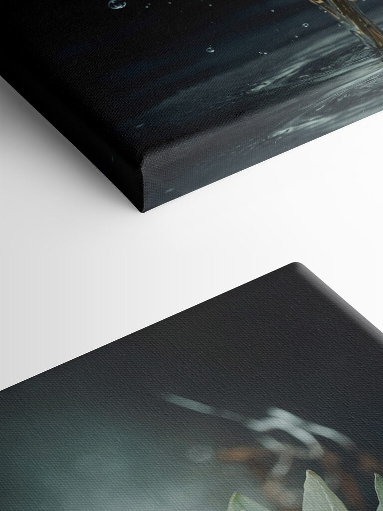 A white flower with yellow center and water splashing out A white flower with yellow center and water splashing out