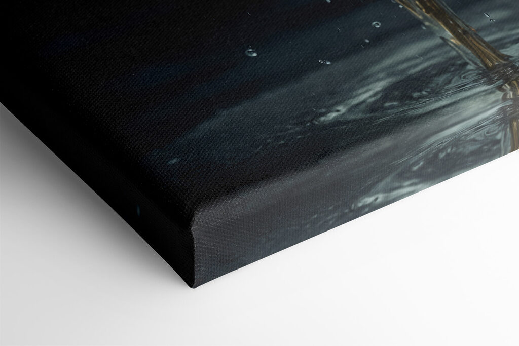 A white flower with yellow center and water splashing out A white flower with yellow center and water splashing out