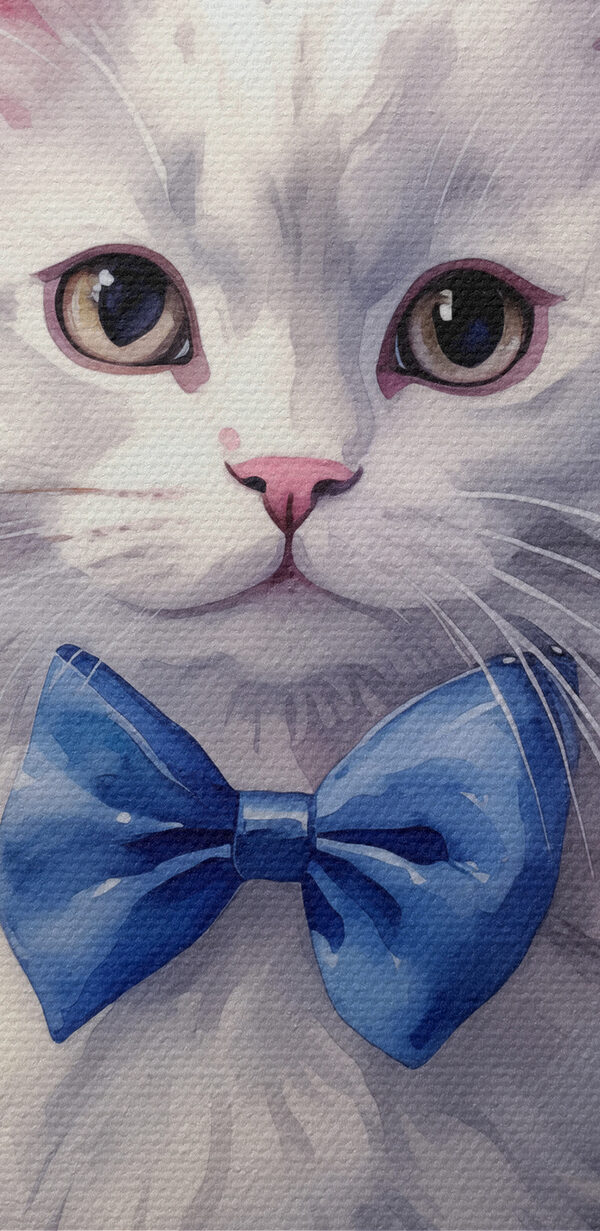 A watercolor of a cat wearing a bow tie A watercolor of a cat wearing a bow tie