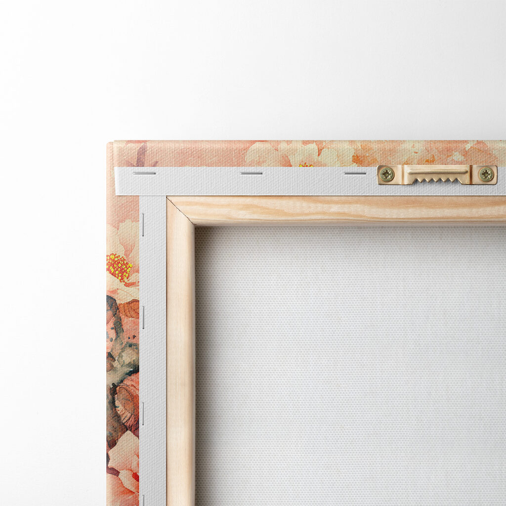 A painting of a peacock on a branch with flowers A painting of a peacock on a branch with flowers