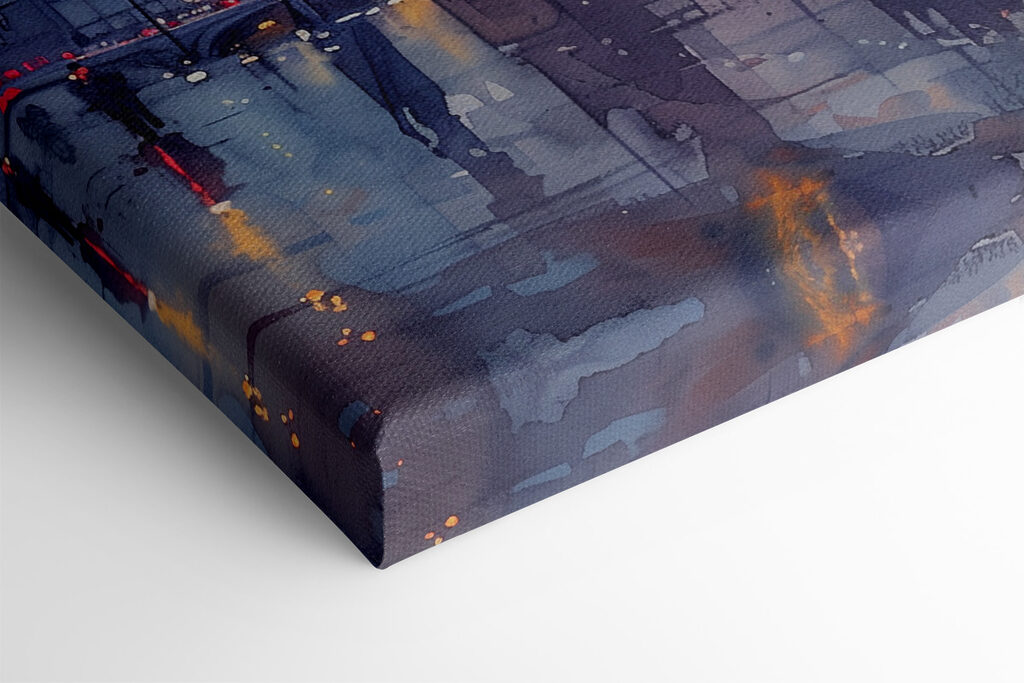 A watercolor painting of a city with a clock tower and a river A watercolor painting of a city with a clock tower and a river