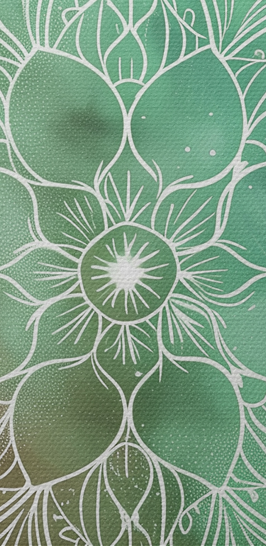 Biela mandala na zelenom a modrom pozadí Biela mandala na zelenom a modrom pozadí