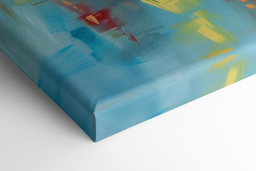 A painting of sailboats on water