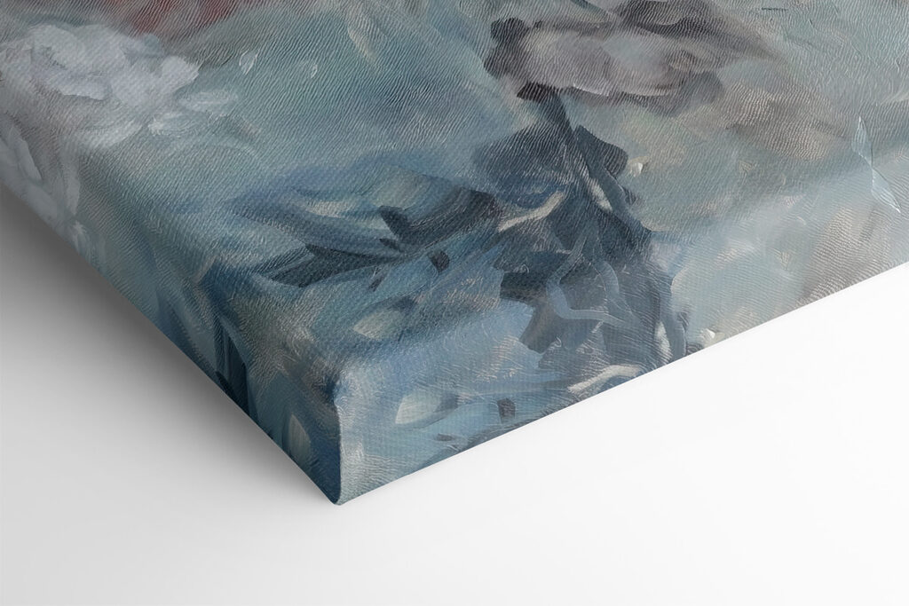 A painting of flowers on a blue background A painting of flowers on a blue background