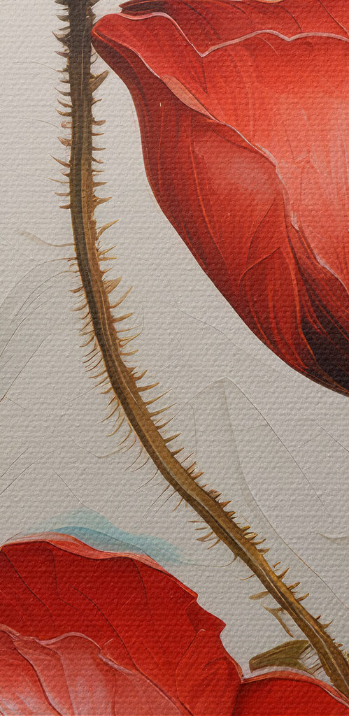 A painting of red flowers A painting of red flowers