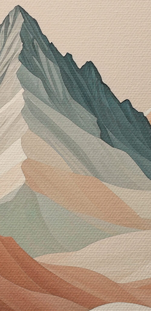 A painting of mountains in different colors