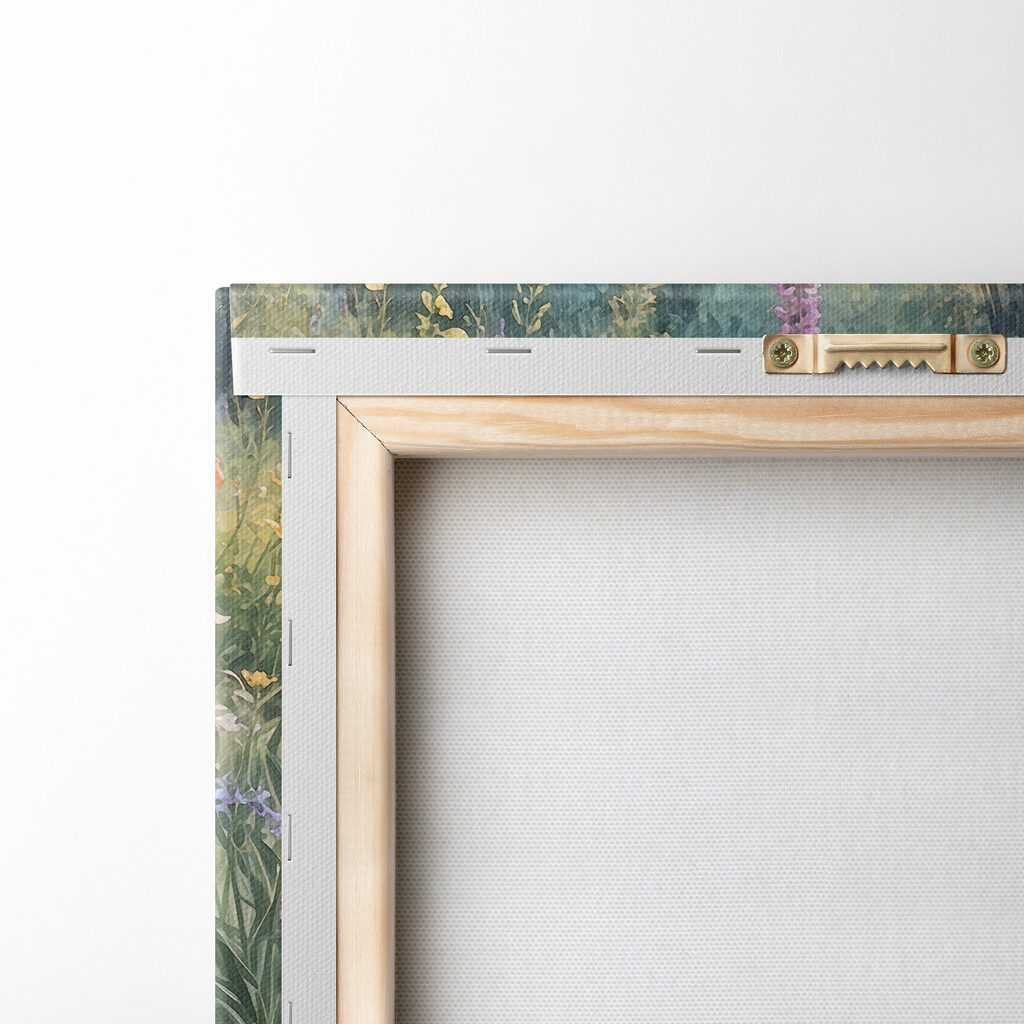 A painting of flowers by a river A painting of flowers by a river