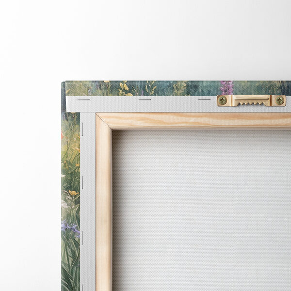 A painting of flowers by a river A painting of flowers by a river