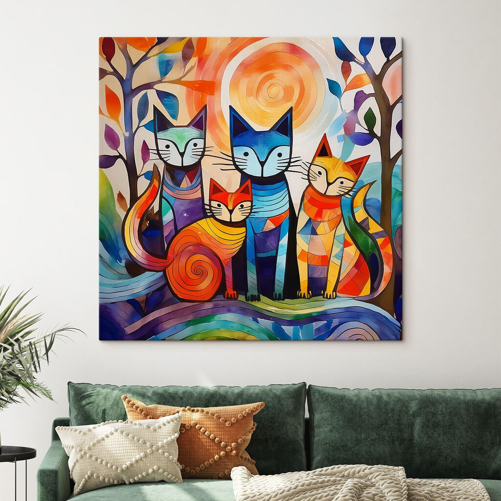 A group of cats in a group A group of cats in a group