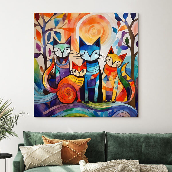 A group of cats in a group A group of cats in a group